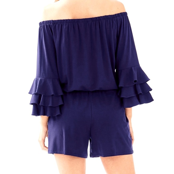 Lilly Pulitzer Calla Romper Navy M Medium - Picture 2 of 3
